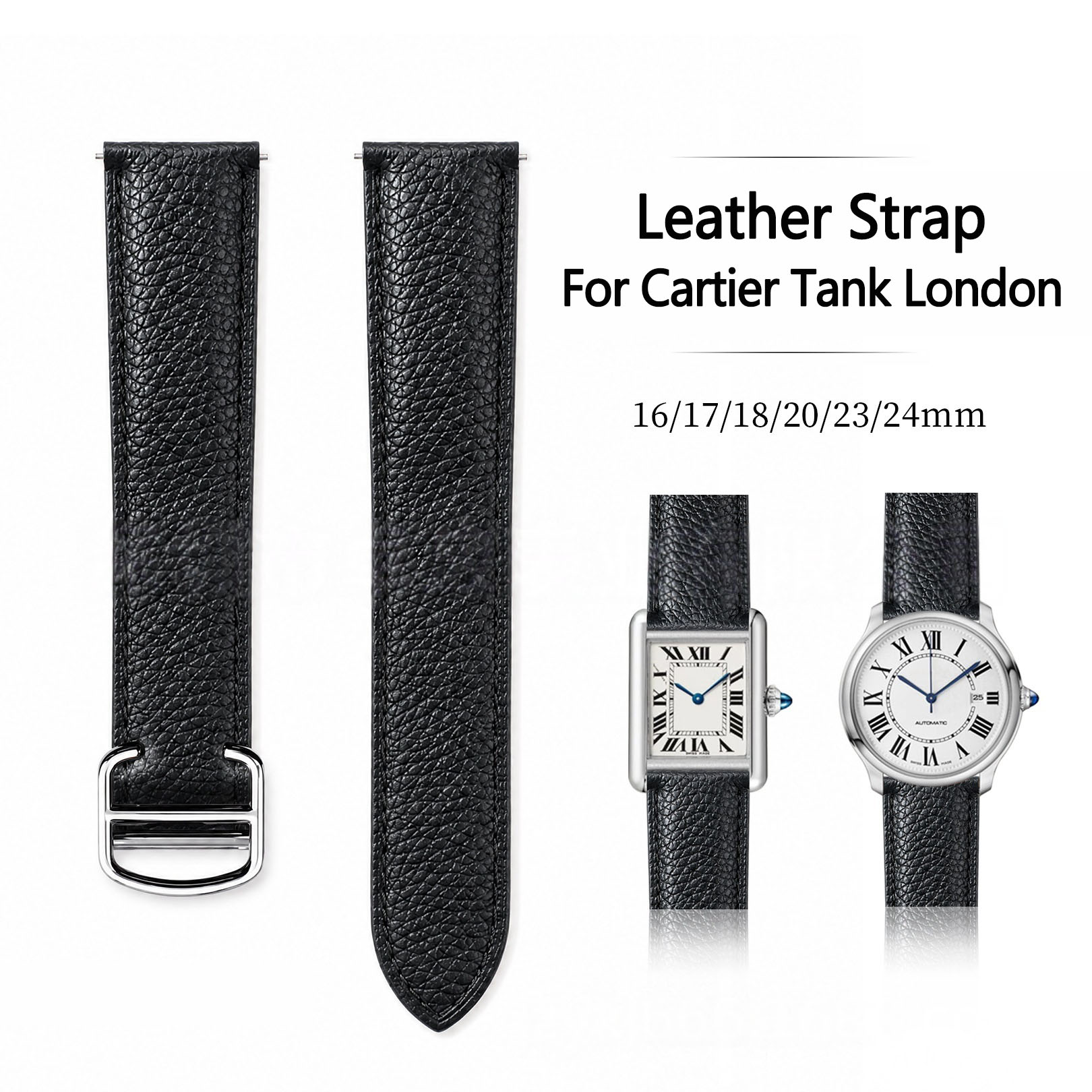 Cartier Watch Ballon Bleu - 16/17/18/20/23/24mm Leather Watch Strap for Cartier