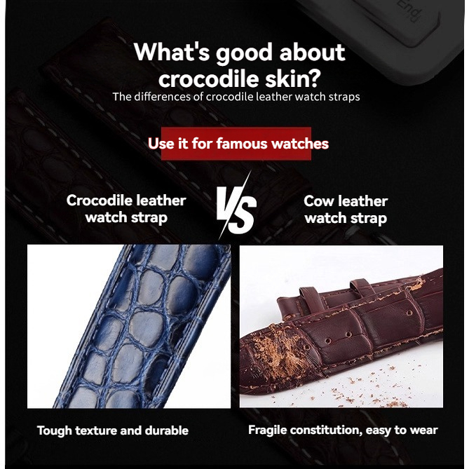 Crocodile leather watch strap  - Cartier Watch Ballon Bleu 评论和价格