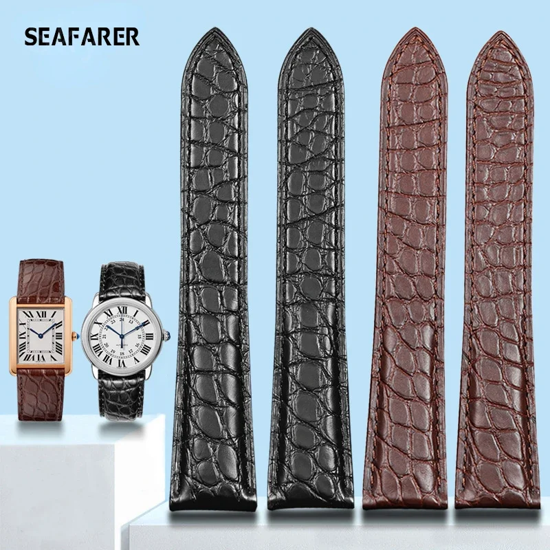 Genuine Leather Watch Strap fo - Cartier Watch Tank 评论和价格
