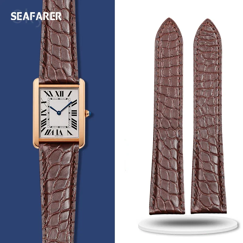 Genuine Leather Watch Strap fo - Cartier Watch Tank 评论和价格